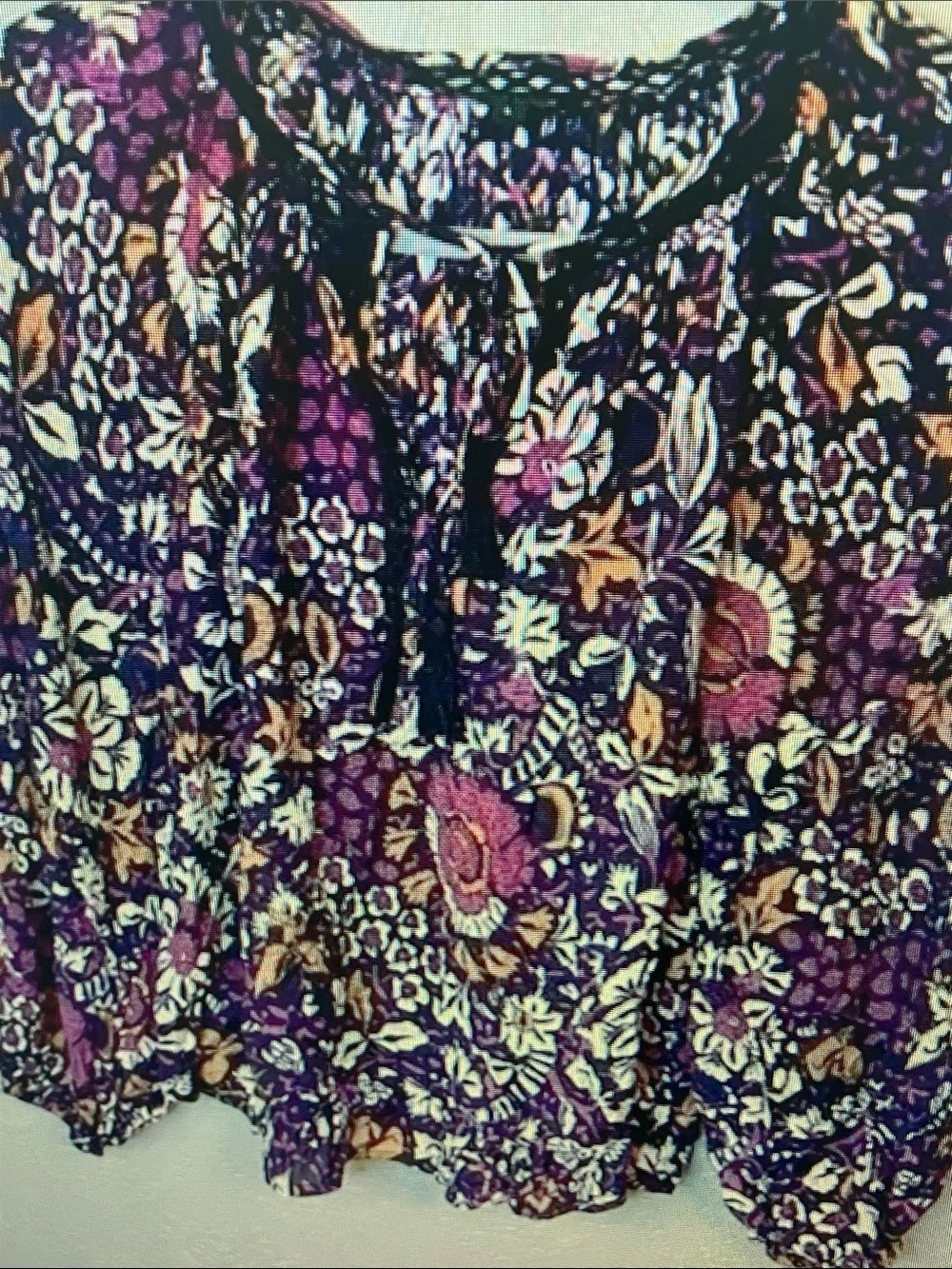 Rachel Zoe Purple Floral Peasant Blouse with Tie Neck